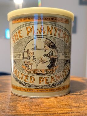 Planters Salted Peanuts Decorative Tin - Cream/Yellow